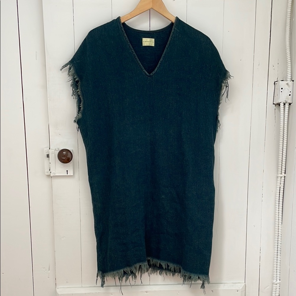 Simon Miller Frayed Denim Dress - Dark Blue